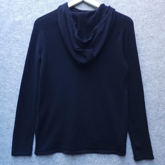 Theory Mock Neck Hoodie Soft Cashmere Pullover Sweater - Picture 2 of 7